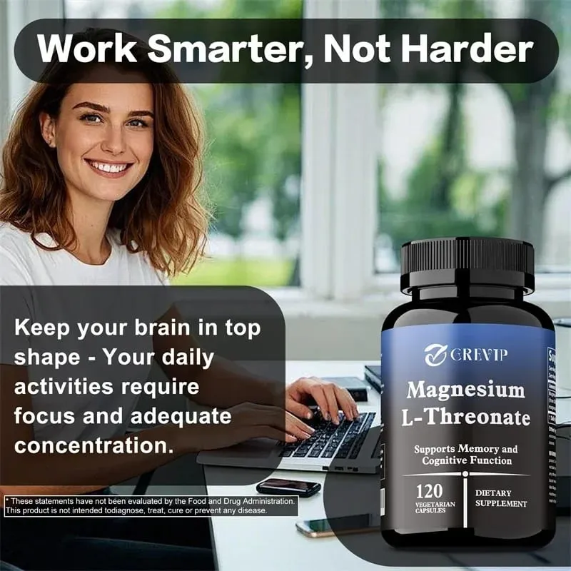 Magnesium L-Threonate Supplement – Promotes Brain Health and Enhances Memory Boosts Nerve Energy Sleep Support Cognition