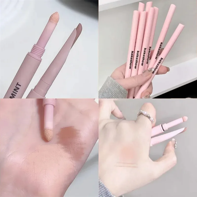 Caneta aegyosal fosca com glitter de extremidade dupla, destaque e sombra, maquiagem para os olhos, delineador em gel para bicho da seda