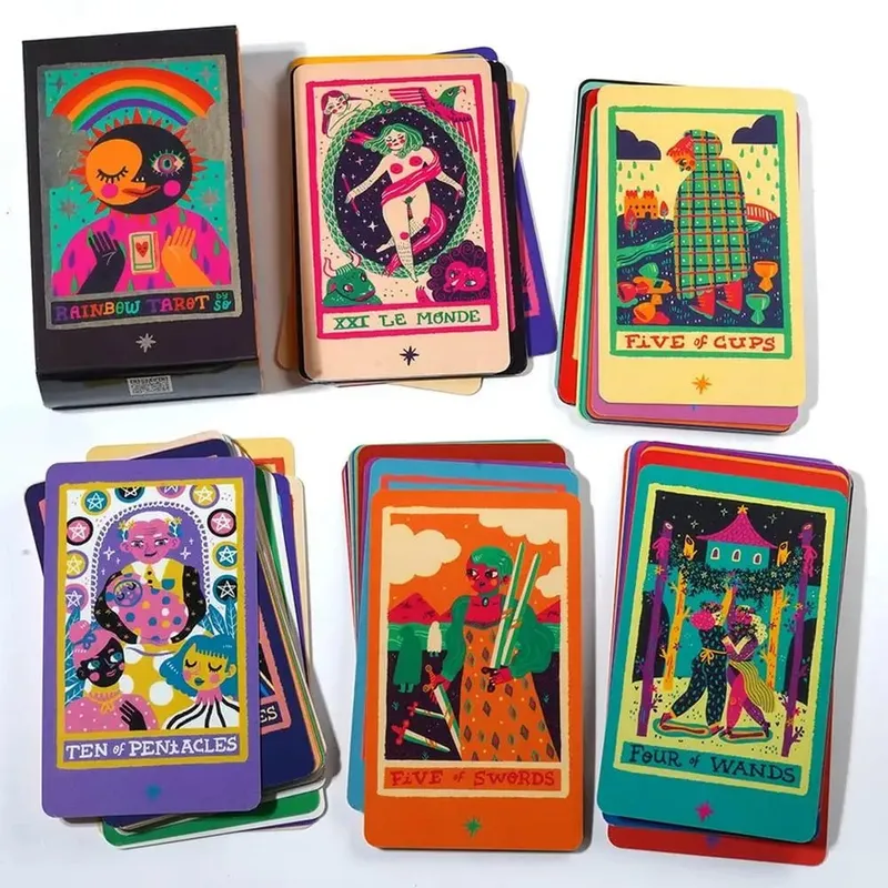 Baralho de tarô arco-íris oracle para iniciantes, aprendizagem profissional, cartas de adivinhação, jogo de tabuleiro para família, presentes para noites — image 3