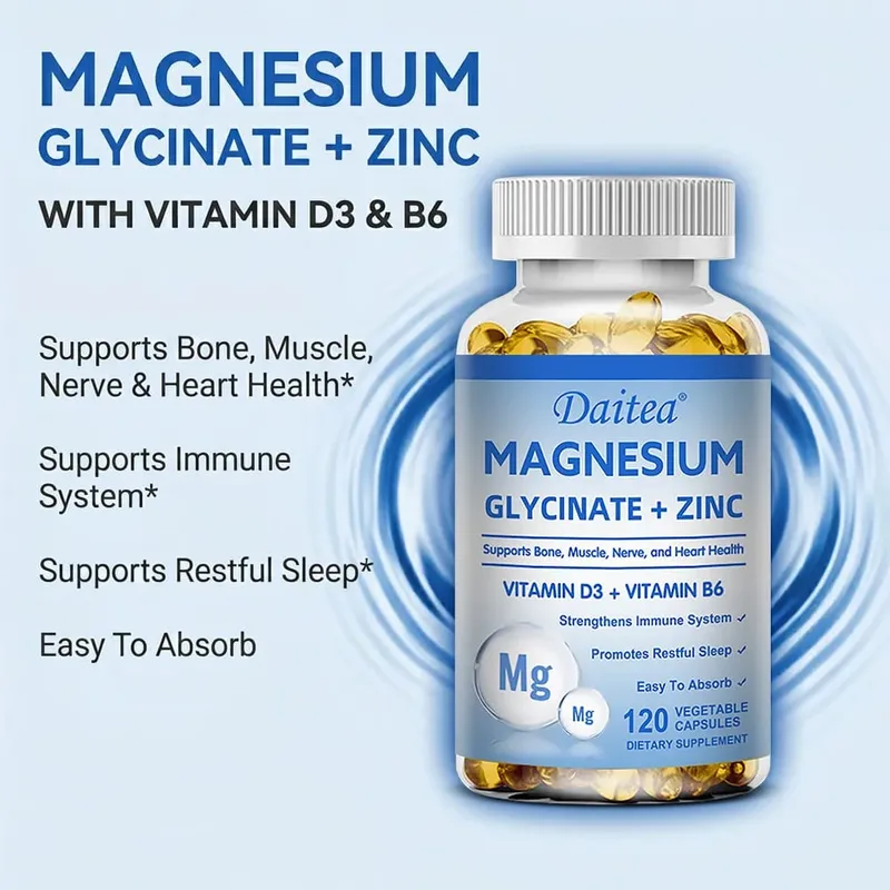 Glicinato de magnésio + zinco - melhora a qualidade do sono, promove a saúde cardiovascular dos ossos e do coração, promove a digestão intestinal