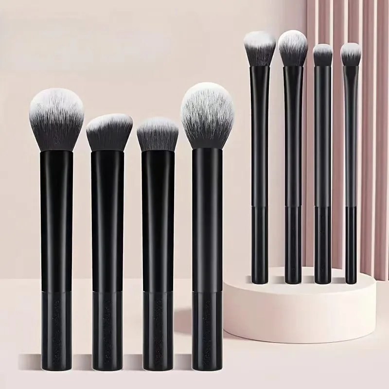 Conjunto de pincéis de maquiagem preto multifuncional, 8/12 peças, com cerdas macias de ovo de beleza para todos os tipos de pele, pincéis cosméticos sem álcool