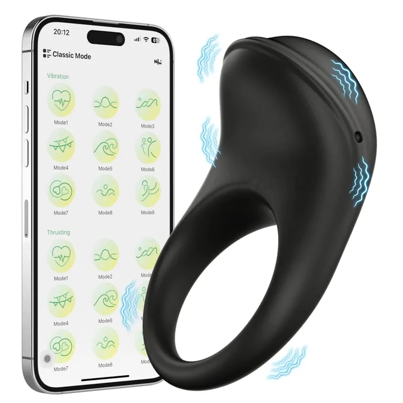 Anel peniano vibrador com controle por aplicativo, anel peniano retardador de ejaculação, brinquedos sexuais, anel peniano para adultos, suprimentos sexuais masculinos 18 + — image 7
