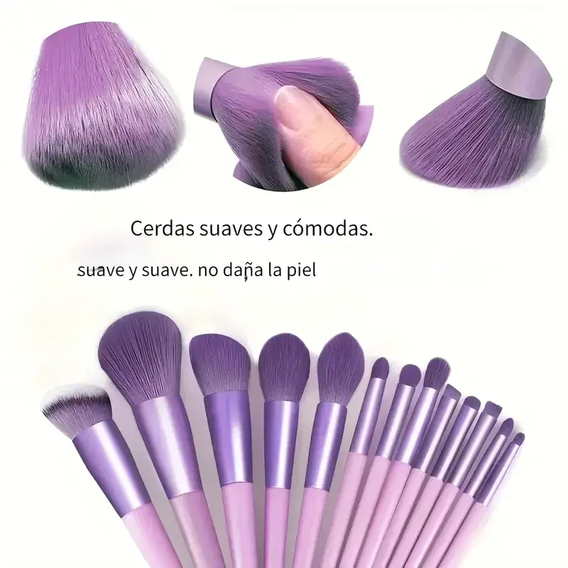 Conjunto de pincéis de maquiagem profissional, 13 peças, base, sombra, blush, pó, mistura macia, fofo, cosméticos, conjunto completo de ferramentas de maquiagem feminina