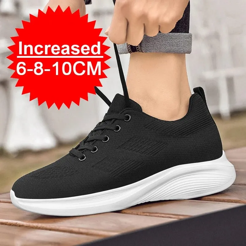 Voando tecelagem respirável aumento 8/10cm altura invisível aumentando tênis casuais masculino todos os jogos antiderrapante sapatos de caminhada macios