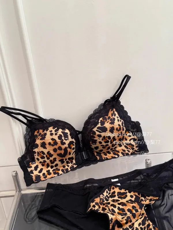 Petite conjunto de sutiã com fecho frontal, estampa de leopardo, push up, costas nuas, sexy, lingerie para festa, impulso, busto, show, formato mais completo, 32-38ab, mais vendido — image 14