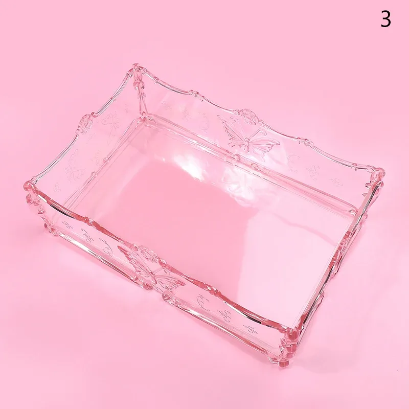 Cotton Pad Nails Storage Box Butterfly Transparent Pink Design Napkins Container Brush Organizer Makeup Case Nail Art Tools