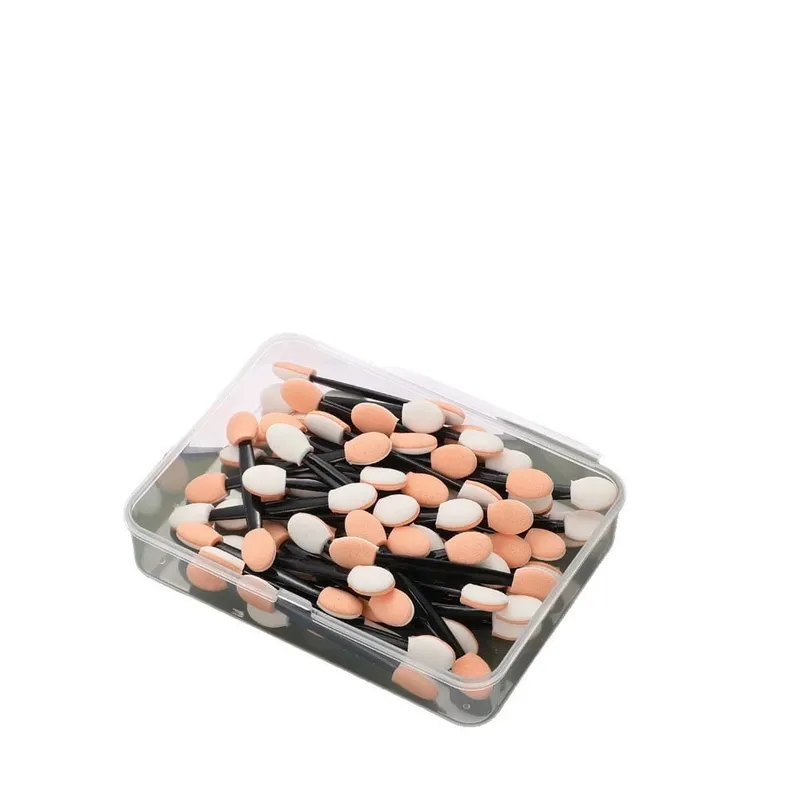 50/100/200/300/500PCS Aplicadores de Esponja de Sombra de Olho de Lados Duplos com Recipiente Comprimento Pincéis de Sombra Aplicador de Maquiagem — image 4