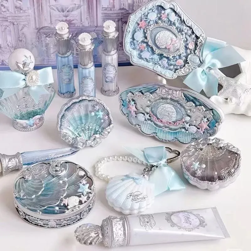 Conjunto completo de maquiagem flor sabe, conjunto completo de cosméticos com conchas de pérola, brilho labial, blush para bochecha, iluminador, caixa de presente, kit de maquiagem