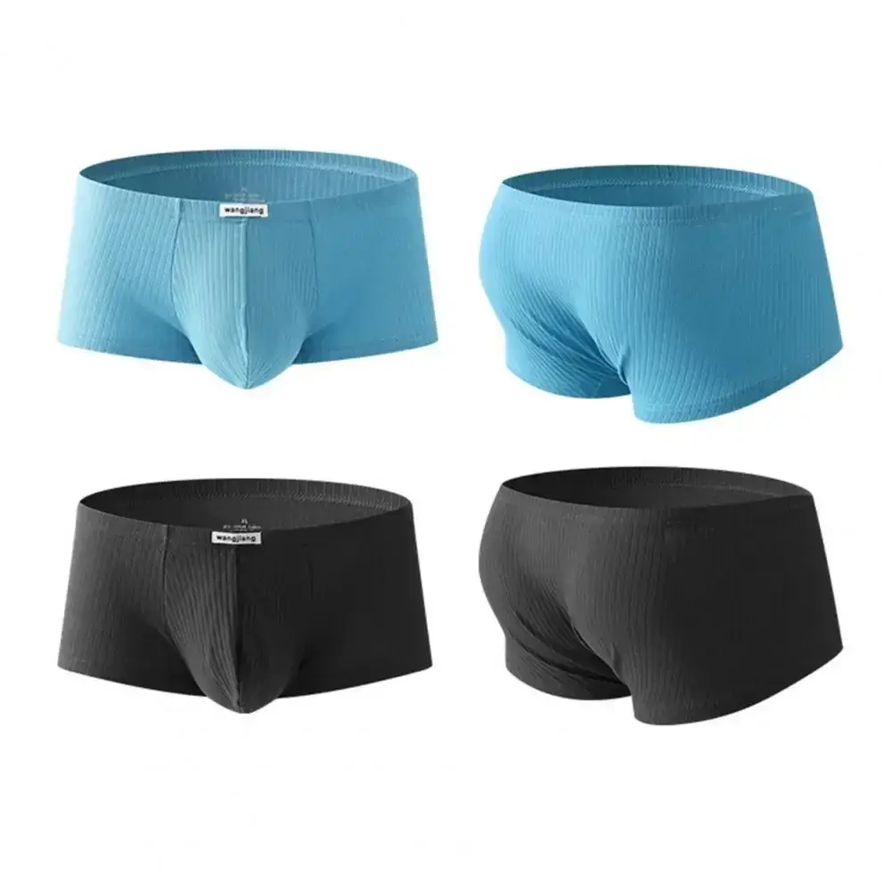 1PCS/3PCS/9PCS Men Boxer Shorts Low-rise Solid Color Ribbed Panties Underpants
