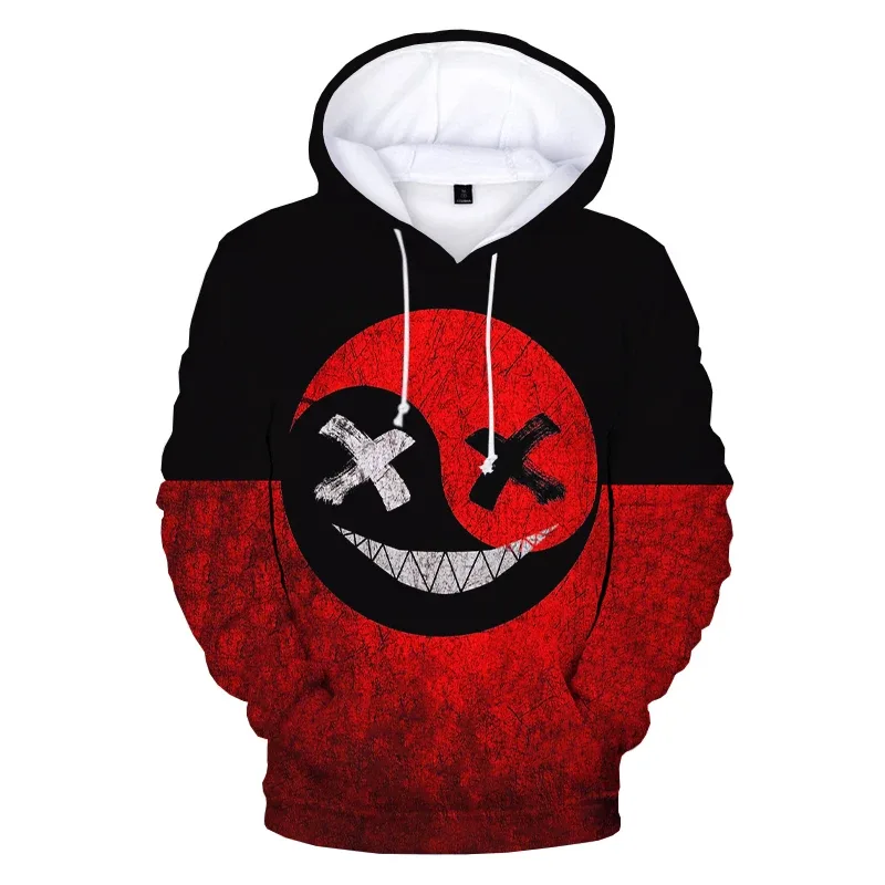 Padrão na moda diabo rosto sorridente 3d impresso moletom com capuz masculino feminino moda casual engraçado pullovers hip hop hoodies