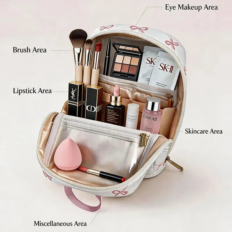 Bolsa de armazenamento para pincéis de maquiagem, grande capacidade, à prova d'água, couro pu, ferramentas cosméticas, organizador para pincéis de maquiagem, batons
