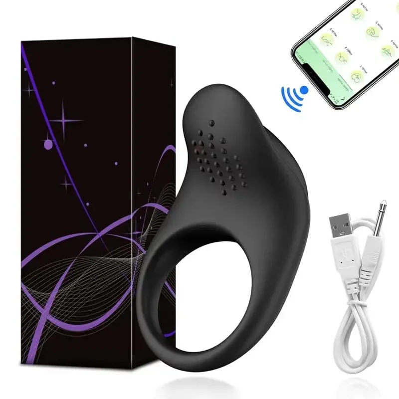 Anel peniano vibratório com controle por aplicativo, anel peniano para homens, ponto g, clitóris, estimulador de clitóris, atraso na ejaculação, brinquedo sexual para produtos adultos