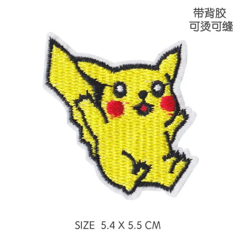 Cloth Patch Pikachu Clothes Stickers Sew on Embroidery Patches Applique Iron on Clothing Cartoon DIY Garment Decor