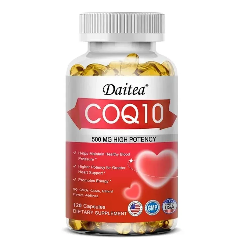 Coenzyme Q10 Capsules High Concentration Vegetarian Supports Blood Circulation Stress Health and Physical Energy Antioxidant