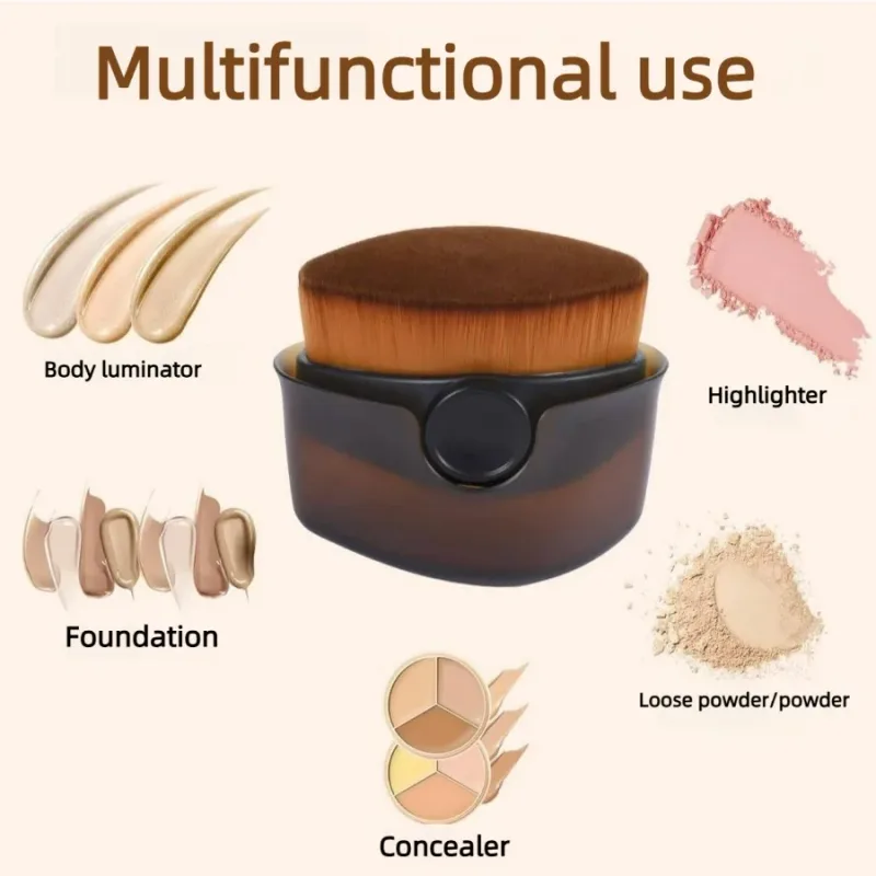 Pincel facial multiuso com estojo, base, blush, pó, creme líquido, ferramenta de maquiagem amigável para viagens — image 3