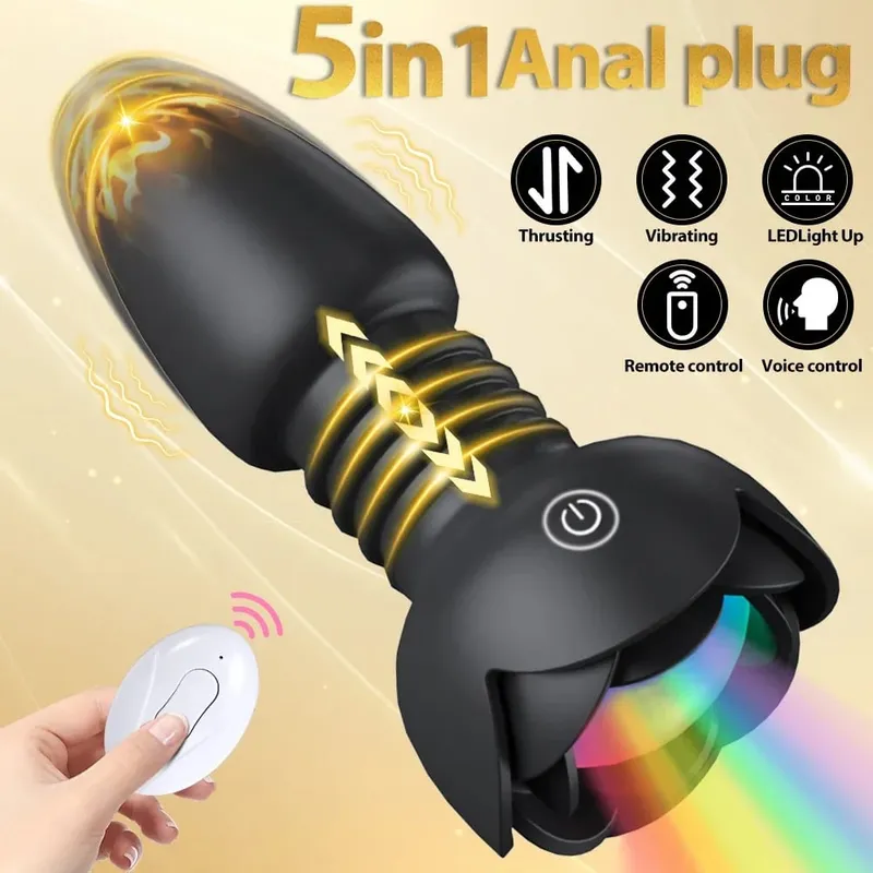 Plugue anal telescópico, brinquedo sexual para homens, controle remoto, massageador de próstata, vagina feminina, masturbato adulto, brinquedos sexuais anais 18