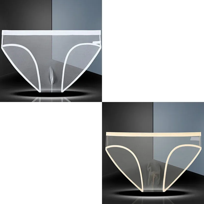 1-2 Pcs Men's Briefs Seamless Transparent Ultra-thin Underpants Breathable Mesh Sexy Male Panties Elastic Underwear Shorts Panty