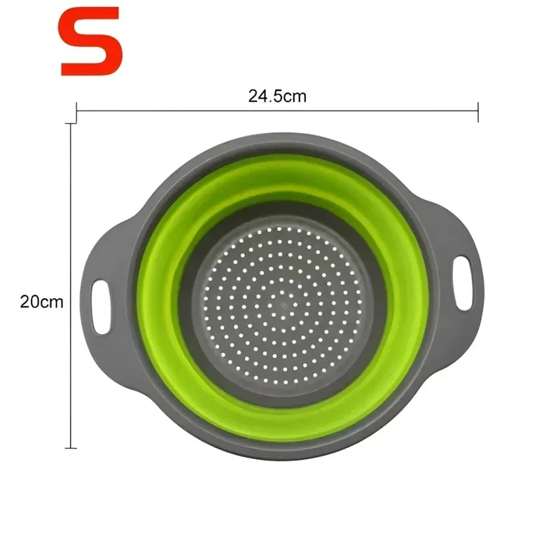 2 pçs silicone dobrável escorredor cesta frutas vegetais dobrável coador de cozinha para alimentos macarrão utensílios de cozinha dispositivo de drenagem