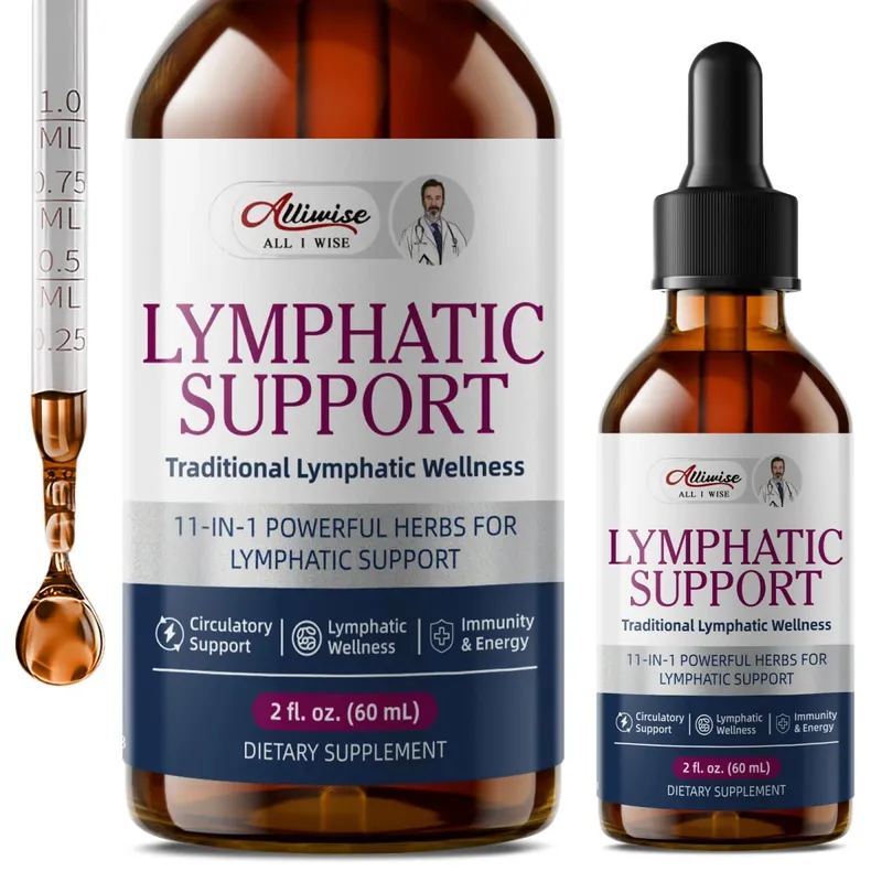 Alliwise Lymphatic Health Support Drops 11 in1 Herbal Compound Formula Body Cleanse & Refresh Suporte Digestivo Detox Linfático