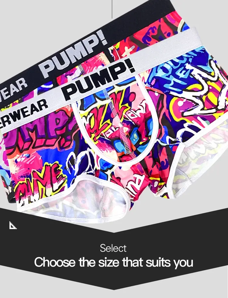 1 pçs masculino algodão mistura de náilon boxer briefs all-over graffiti impressão ampla cintura elástica não-apertado moda esporte roupa interior