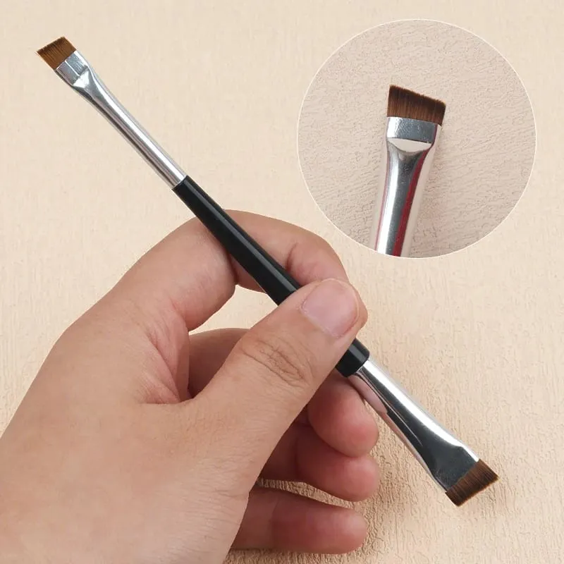 5/10 pçs escova de sobrancelha de extremidade dupla delineador em ângulo cabeça plana lâmina delineador de sobrancelha contorno mistura pincéis de maquiagem compõem ferramenta — image 4