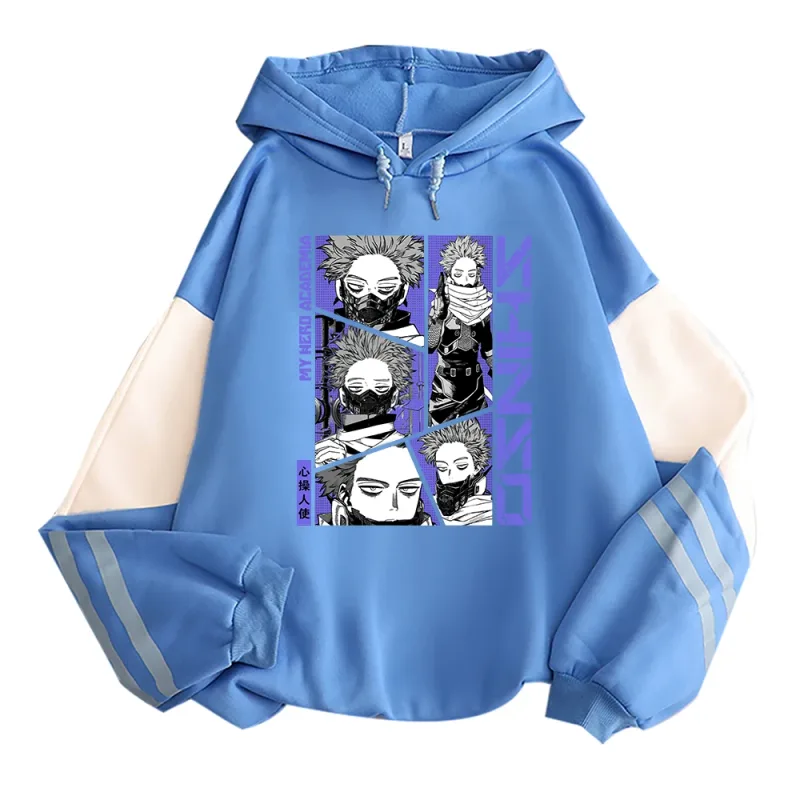 Anime My Hero Academia Hoodies Shinso Hitoshi Print Pullover Sweatshirts Harajuku Cartoon Style Crewneck Women Men Street Hoody