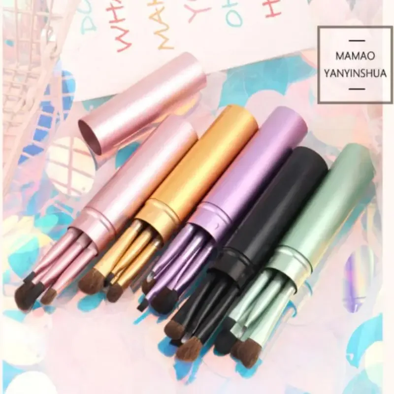 5pcs eyeliner Brush With Storage Tube Eye Makeup Brushes Set Soft Eyeshadow Brush Smudging Brush