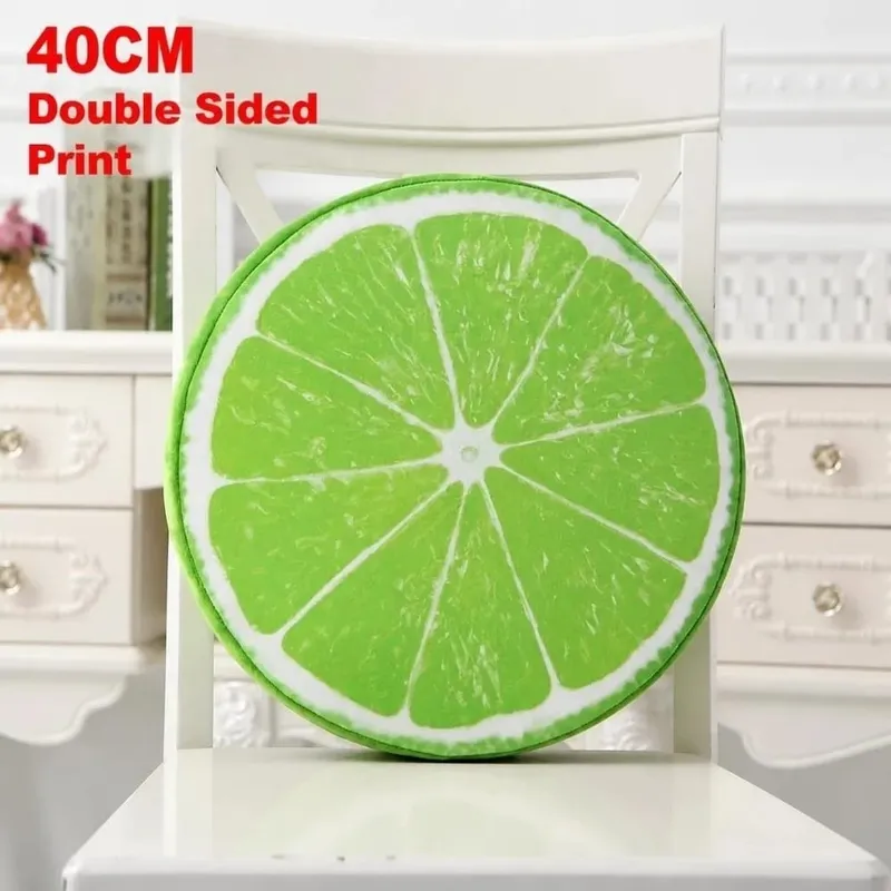 Bonito redondo frutas travesseiro simulação tecido de pelúcia almofada do assento frutas fatia impressão recheado interior travesseiro sofá decoração