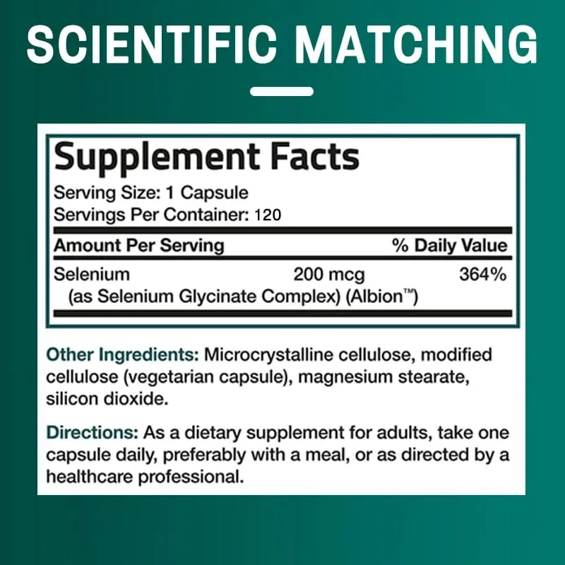 Suplemento de Selênio - Complexo de Aminoácidos Quelados - Antioxidante de Alta Absorção Melhora a Função Imunológica Suporte à Tireóide