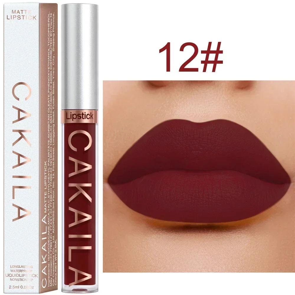 Matte Velvet Lip Glaze Tahan Lama Gincu Cecair Licin Sutera Tidak Mudah Luntur Lip Gloss Makeup Seksi Untuk Wanita Tint Bibir