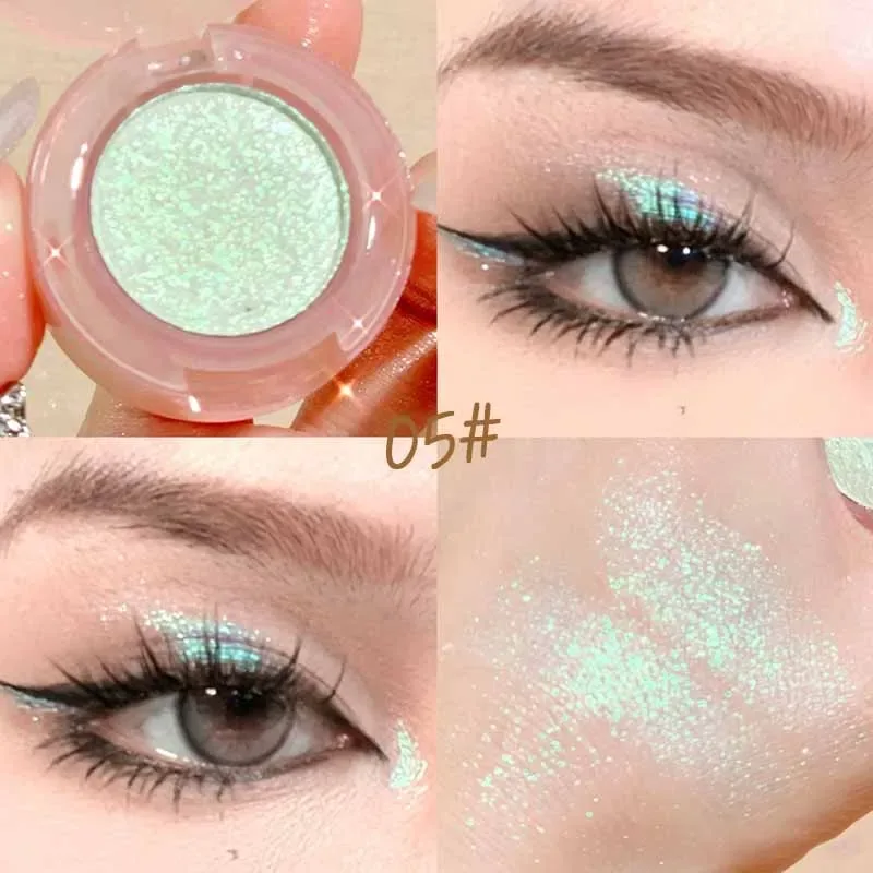 Sombra de olhos monocromática de alto brilho, à prova d'água, pêssego, rosa, longa duração, sedosa, fácil de colorir, diamante brilhante, cosméticos, 1 peça