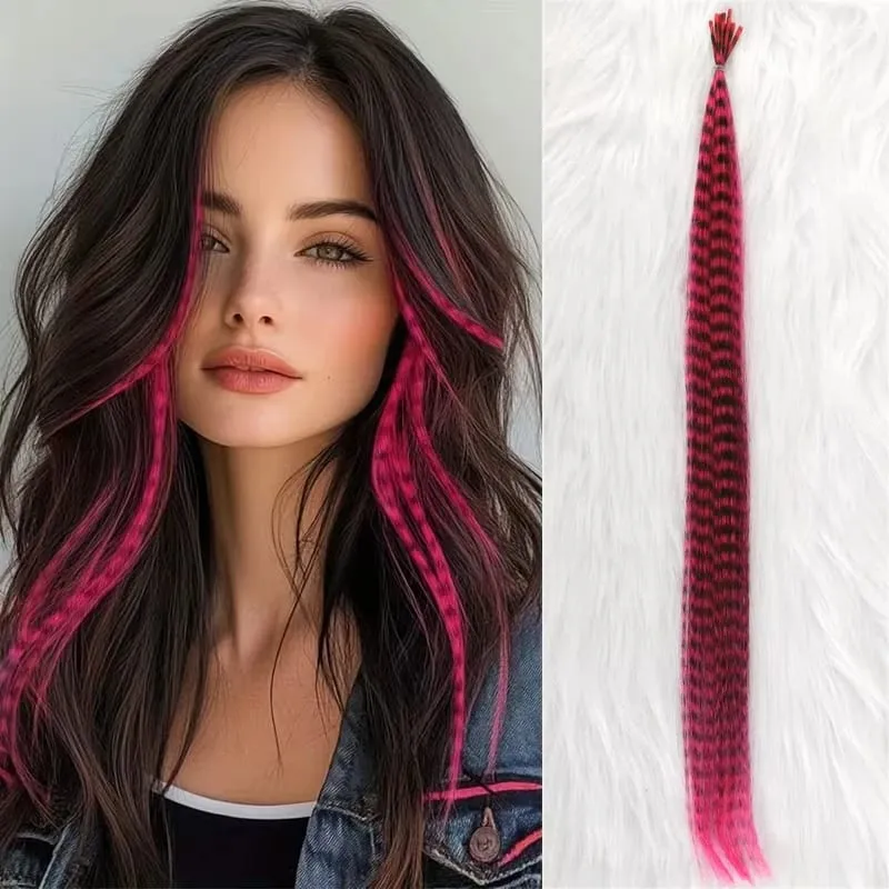 10-Piece Rainbow Synthetic Feather Extensions Multicolor 16-Inch Hair Add-ons Suitable for Women