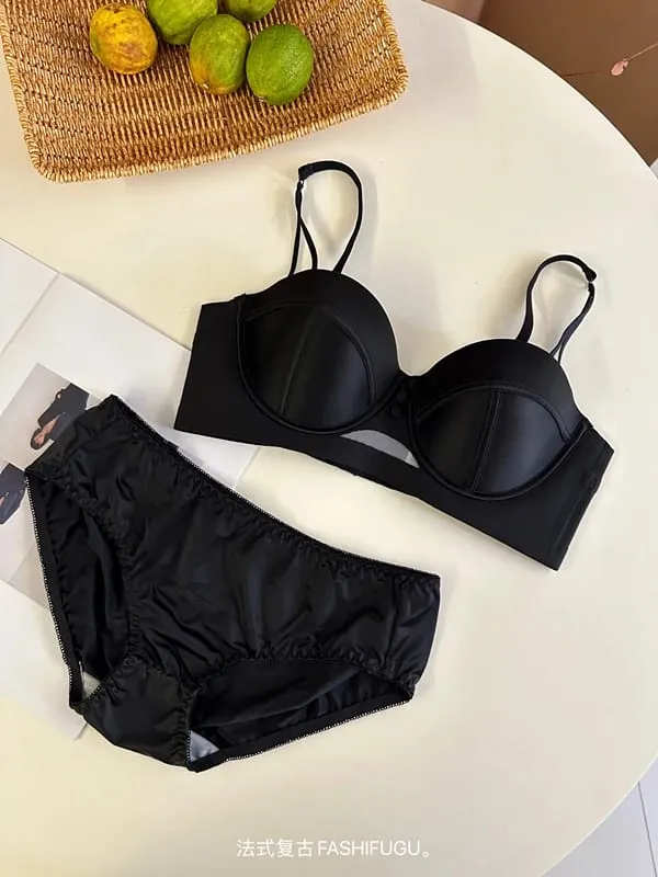 Conjunto de sutiã sem alças com copo AA, meia xícara fixa, lingerie com elevador embutido, push up, roupa íntima conversível, push up, roupa íntima conversível