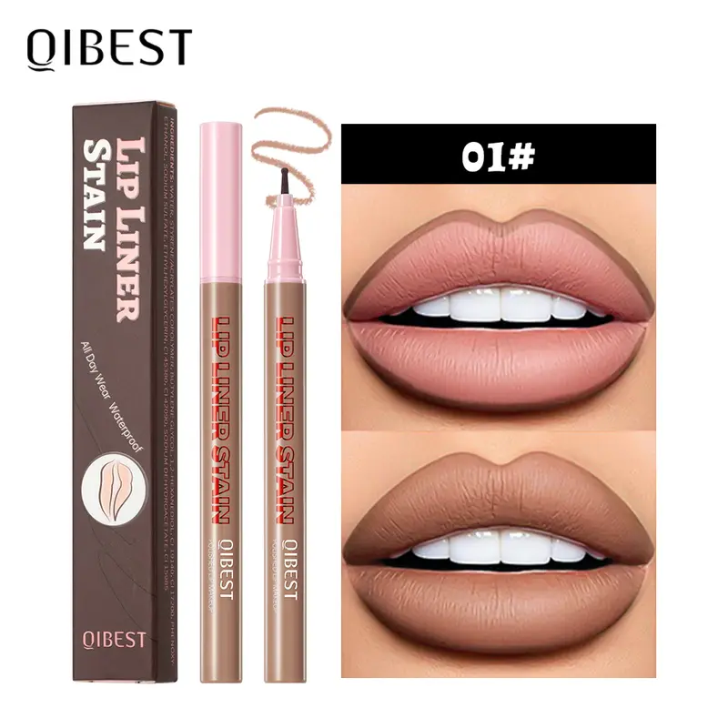 Lápis delineador líquido fosco, à prova d'água, batom com mancha natural, delineador labial, caneta de contorno de lábios, cosméticos