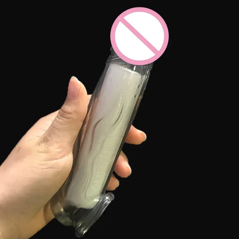 Preservativo de cristal altamente elástico, reutilizável, extensor de pênis, atraso na ejaculação, ampliação do pênis, produtos íntimos, brinquedos sexuais para homens