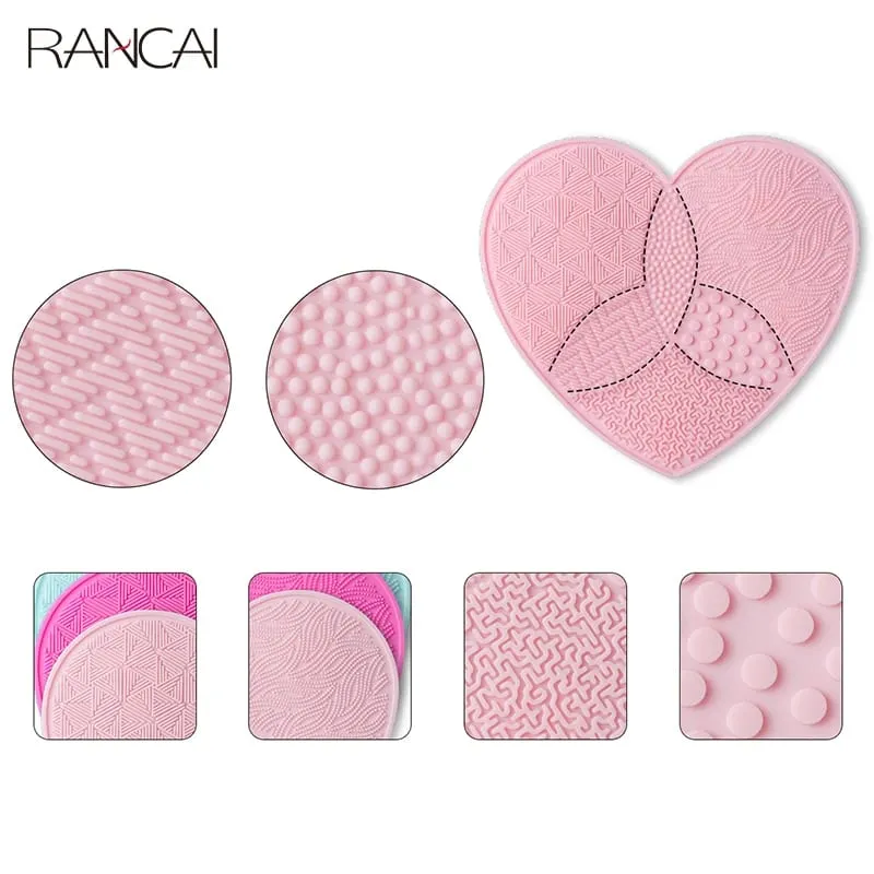 Almofada de esfrega pincéis de maquiagem limpeza de silicone com ventosa amor limpador de lavagem escova cosmética ferramenta de suprimentos de beleza