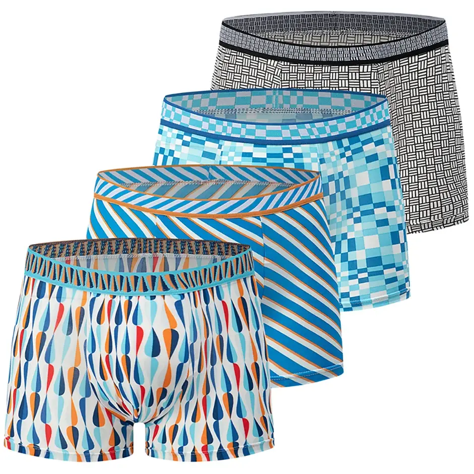 4/5piece Men's Colorful Patterned Fashionable Casual Boxer Shorts Loose And Comfortable Oversized Underwear Elastic Waist Shorts — image 14