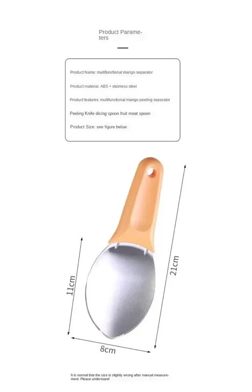 Colher de manga multifuncional, faca de corte, ferramenta de grânulo, descascador, manga, abacate, colher, cozinha, ferramenta de frutas, imperdível