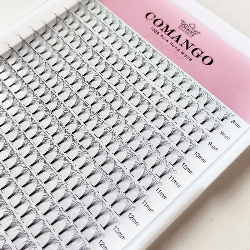 Comango wispy pré-fabricados fãs de volume 3-10d extensão de cílios individuais haste curta 320 fãs falso vison pré feito cílios russos — image 3
