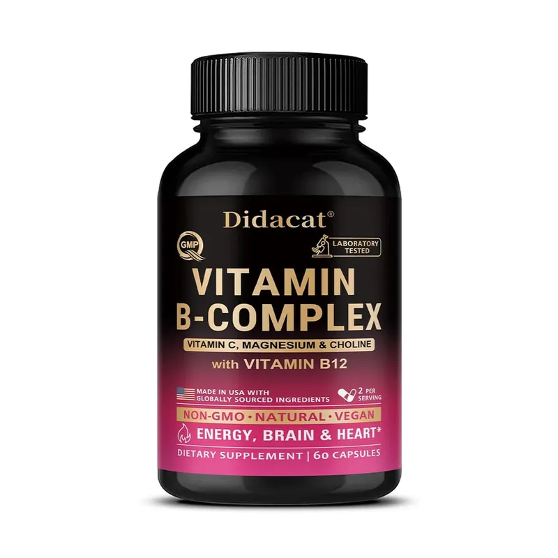 Complexo de Vitamina B com Vitamina C Colina e Inositol Suporta Metabolismo Energético Saúde Nervosa Cardio Bem-Estar e Defesa Imunológica