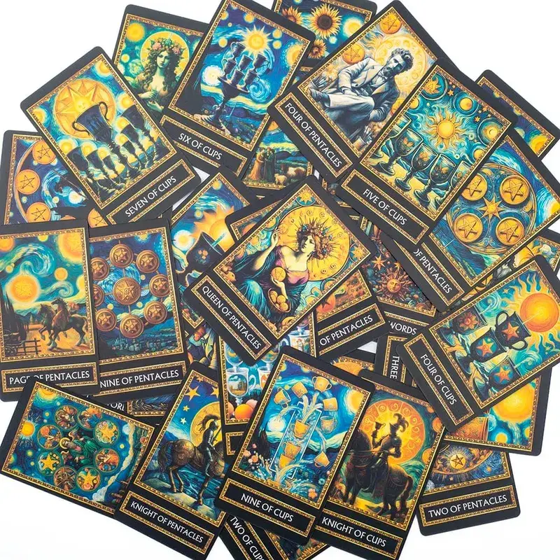 梵谷塔羅牌78張牌桌遊插畫占卜智慧神諭牌聚會桌面玩具娛樂休閒