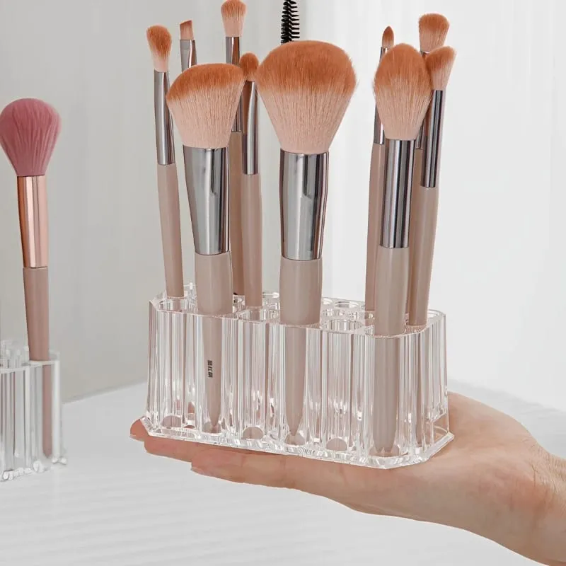 26 buracos acrílico pincéis de maquiagem titular desktop batom organizador delineador cosméticos caneta rack armazenamento transparente mostrando prateleira