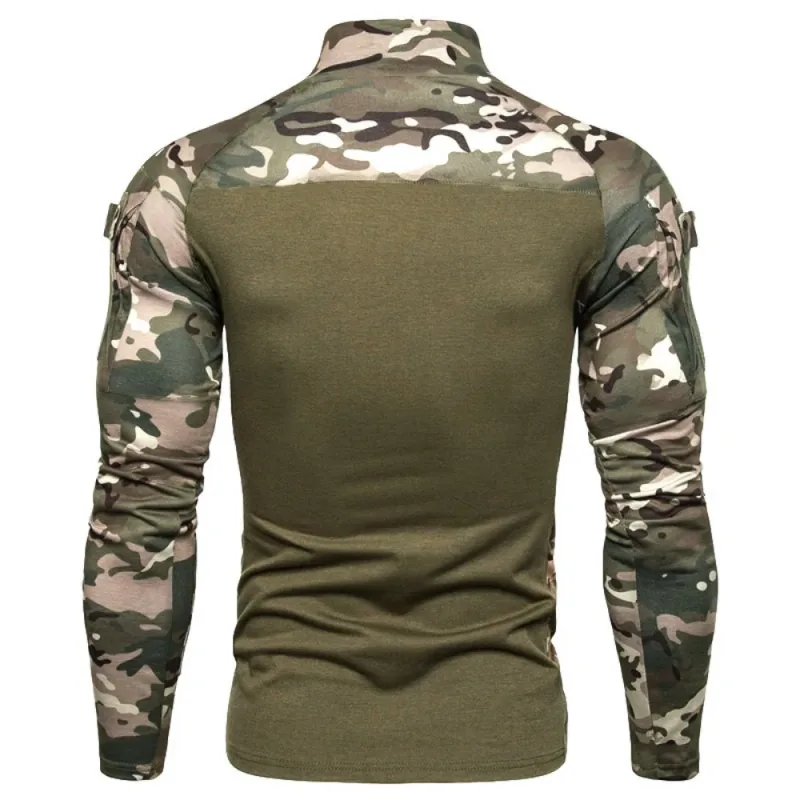 Men's Tactical Sweatshirt Outdoor Hoodies Men Spring Fall Long Sleeve Pullovers Lightweight Stand Collar Slim Fit Sweatshirts