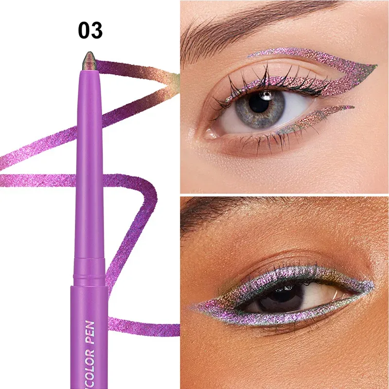 Sombra que muda de cor, delineador multicromado à prova d'água, longa duração, creme suave, forro em gel, maquiagem para os olhos, glitter, sombra