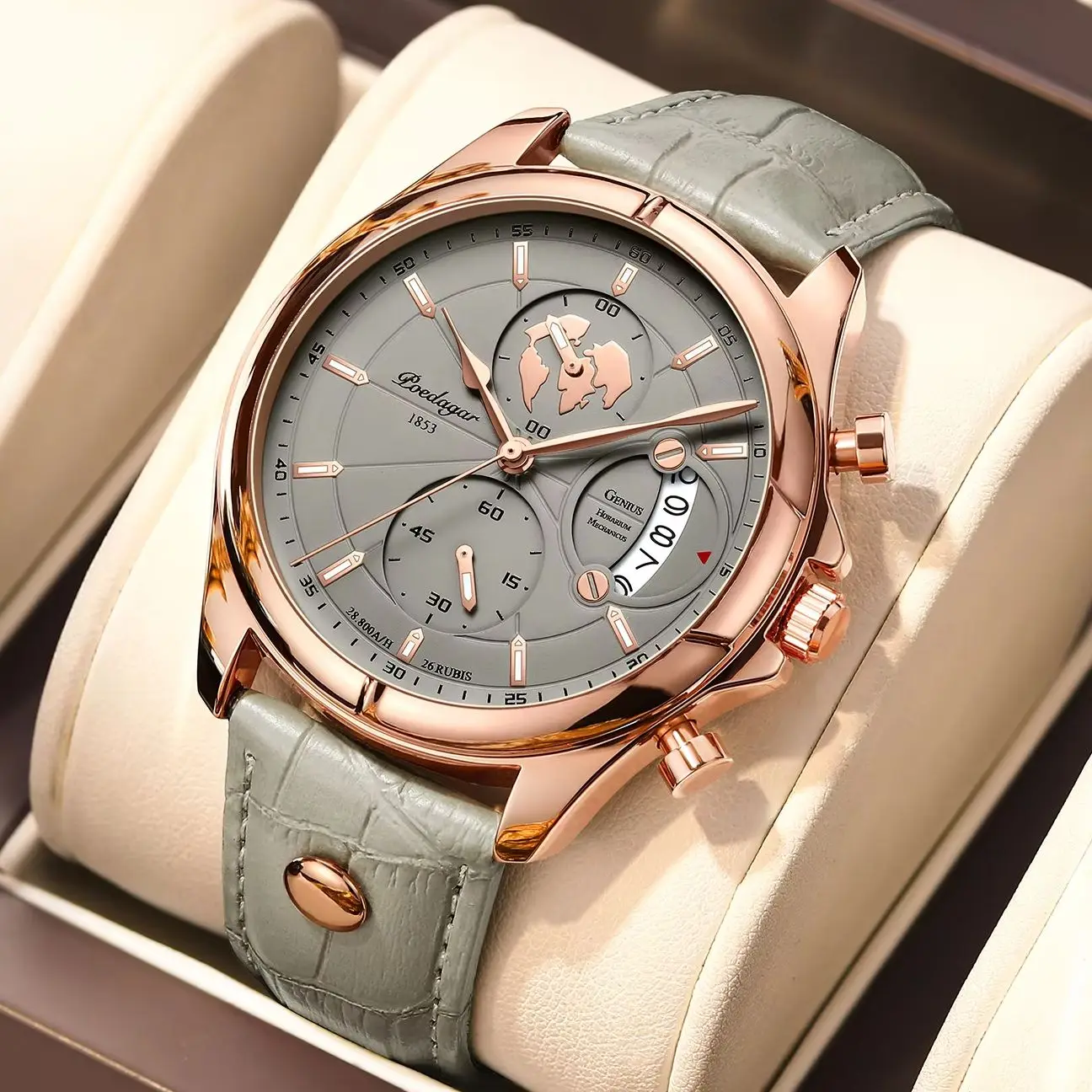 Luxury Original Man Watch Chronograph Date Waterproof Men Wristwatch Leather Quartz Business Sports Men's Watches Reloj