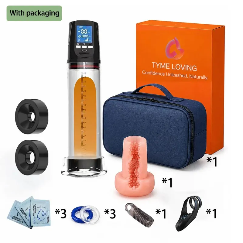 Smart Automatic Penis Pump LCD Display Vacuum Therapy System Male Enlarger Device 5 Pressure Control Silicone Sleeve Kit for Men