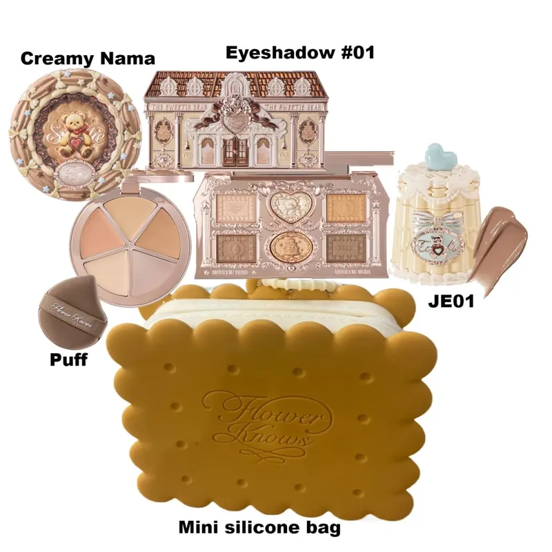 Flor sabe conjunto de maquiagem caixa completa cisne urso jardim coleção em relevo blush brilho batom kit fundação tudo em kit de maquiagem