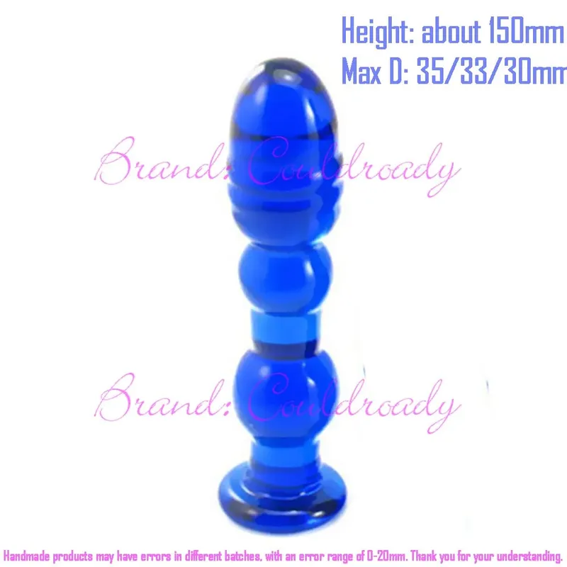 Pyrex Glass Dildo 195x33mm Fake Penis Crystal Anal Beads Butt Plug Prostate Massager G Spot Female Masturbation Toys