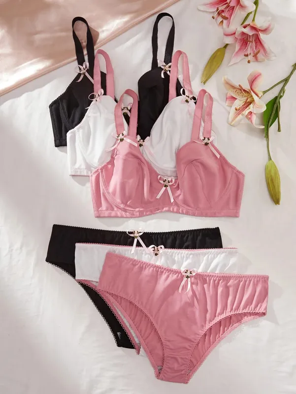 Conjunto de roupa íntima feminina plus size, sutiã push up com copo fino e suporte lateral com aro, calcinha elástica confortável