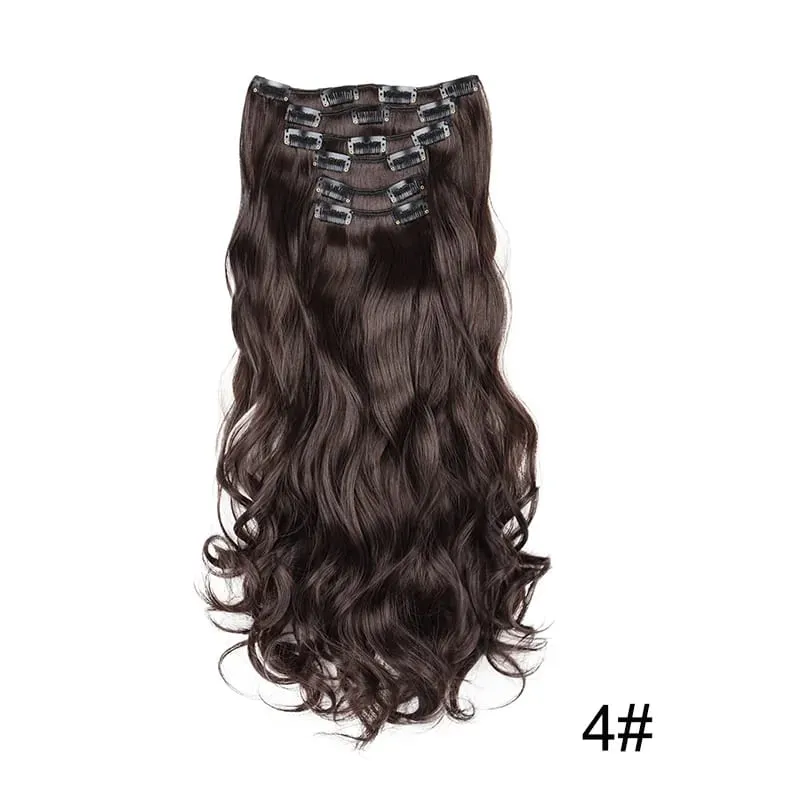 22 Polegada sintético 6 pçs/set longo encaracolado extensão do cabelo grosso macio peruca para cobertura de linha fina curta para uso diário feminino